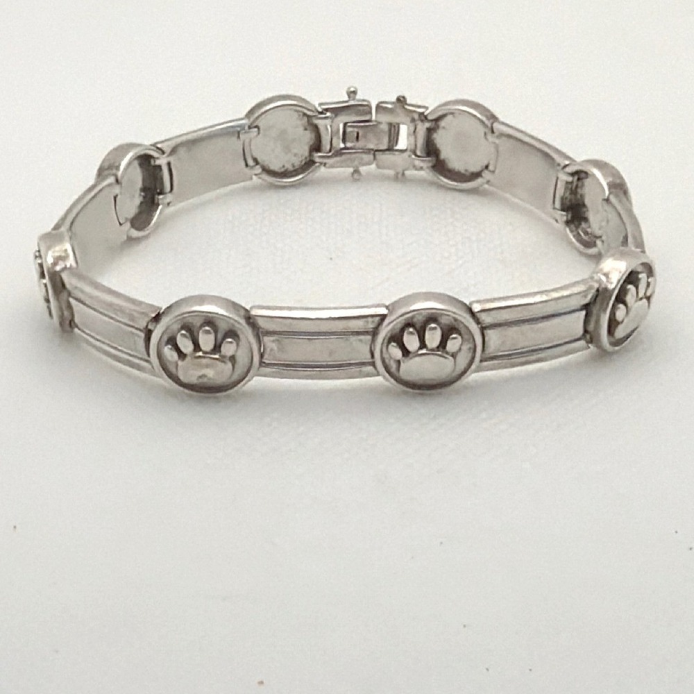 Lisa Welch Paw Print Bracelet Womens 7.25in Silver Excellent 925 Sterling Link
